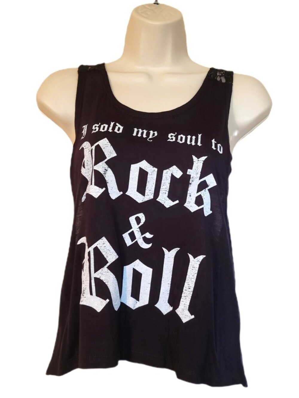 STREETWEAR SOCIETY Black Tank Top with "I Sold My Soul To Rock & Roll" Graphic